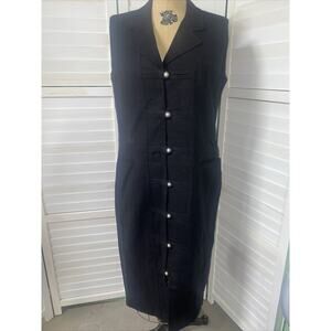 NY SAKE LINEN Rayon Black Fully Lined Sheath Dress Size 12 Romania